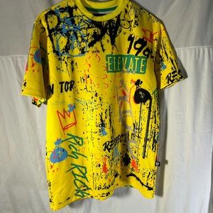 Yellow Medium Mens Encrypted Hip Splatter Tee